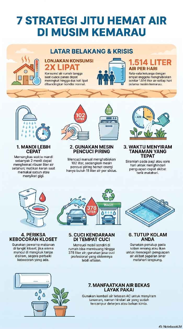 Infografis Strategi Hemat Air saat Musim Kemarau