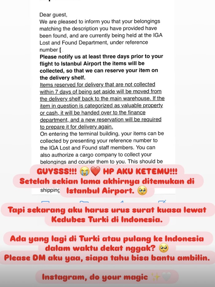 Tengku Dewi Putri kehilangan ponsel di Eropa.