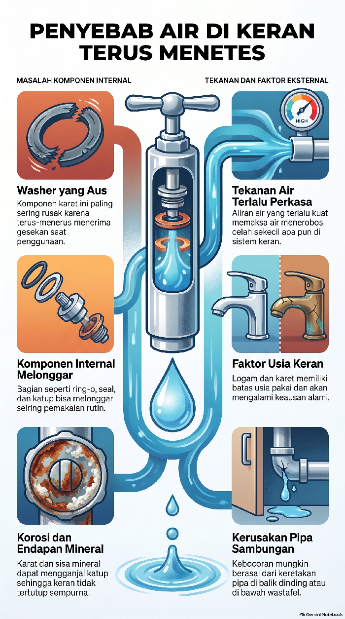 Infografis air keran terus menetas