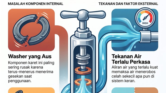 Infografis air keran terus menetas