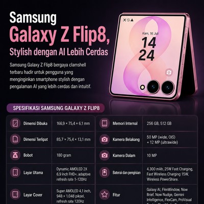 Samsung Galaxy Z Flip8, Stylish dengan AI Lebih Cerdas