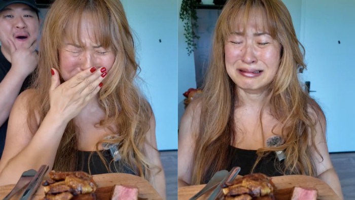 Jadi Vegan 14 Tahun, Wanita Ini Nangis Kejer saat Makan Steak!