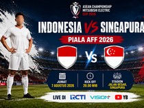 Link Live Streaming Singapura Vs Indonesia Piala AFF 2026, Kick Off 20.00 WIB