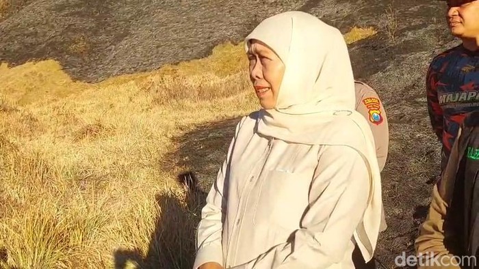Gubernur Khofifah Indar Parawansa meninjau penanganan kebakaran Gunung Bromo