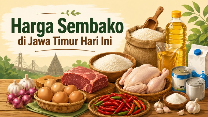 Ilustrasi harga sembako Jatim hari ini.