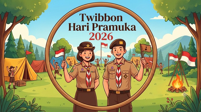 Ilustrasi Twibbon Hari Pramuka 2026.