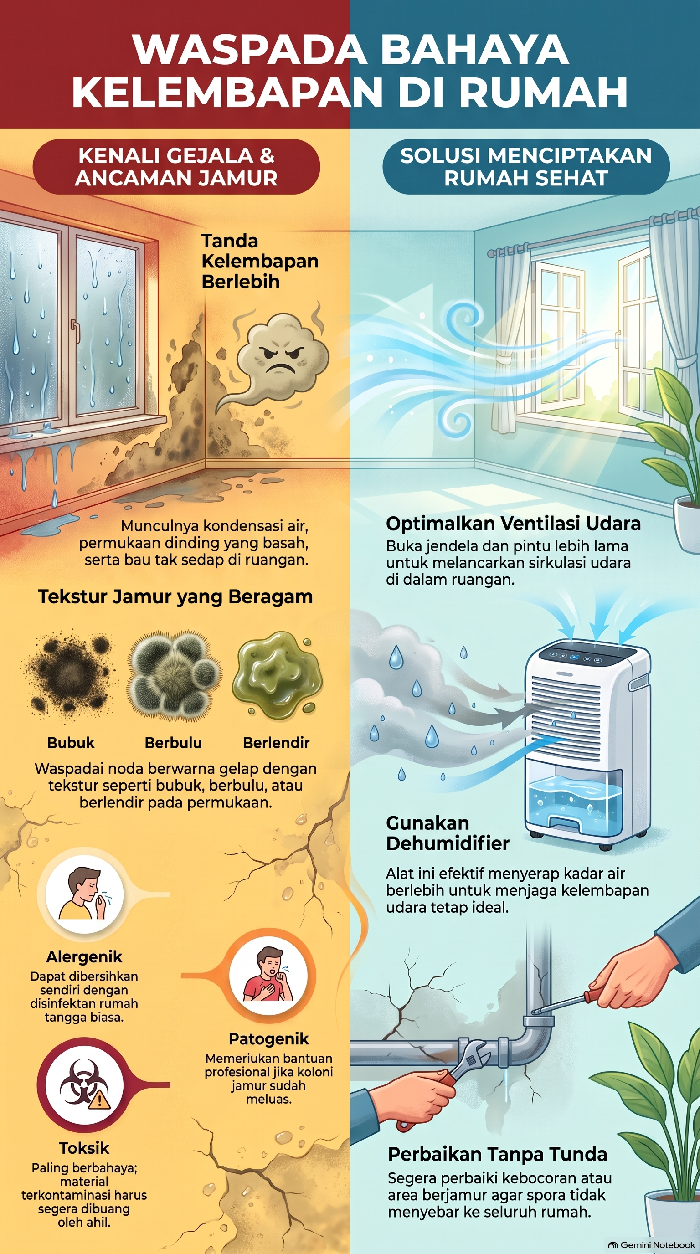 Infografis tanda rumah lembap