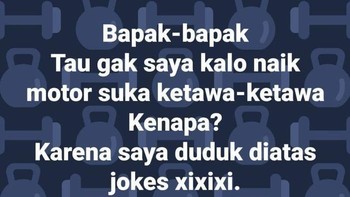 Duduk di atas jokes. Pantas sepanjang perjalanan ketawa terus. Motornya ternyata pakai jok... eh, jokes. Foto: via X.com