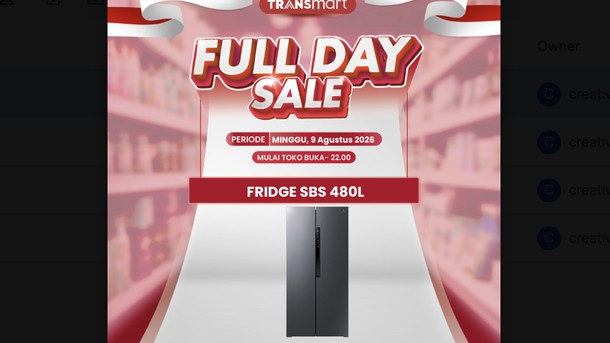 Harga Menggiurkan Kulkas Side by Side Polytron di Transmart Full Day Sale