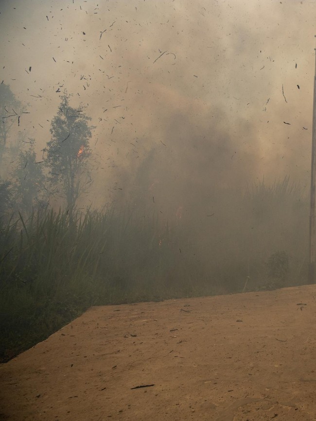 Warga Berlarian Hindari Asap Kebakaran Lahan di Palembang
