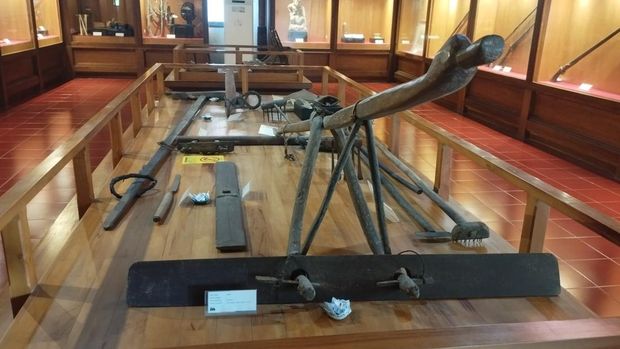 Alat Pertanian di Bali Zaman Dahulu Alat pertanian zaman dahulu yang dipamerkan di Museum Bali, Selasa (4/8/2026).