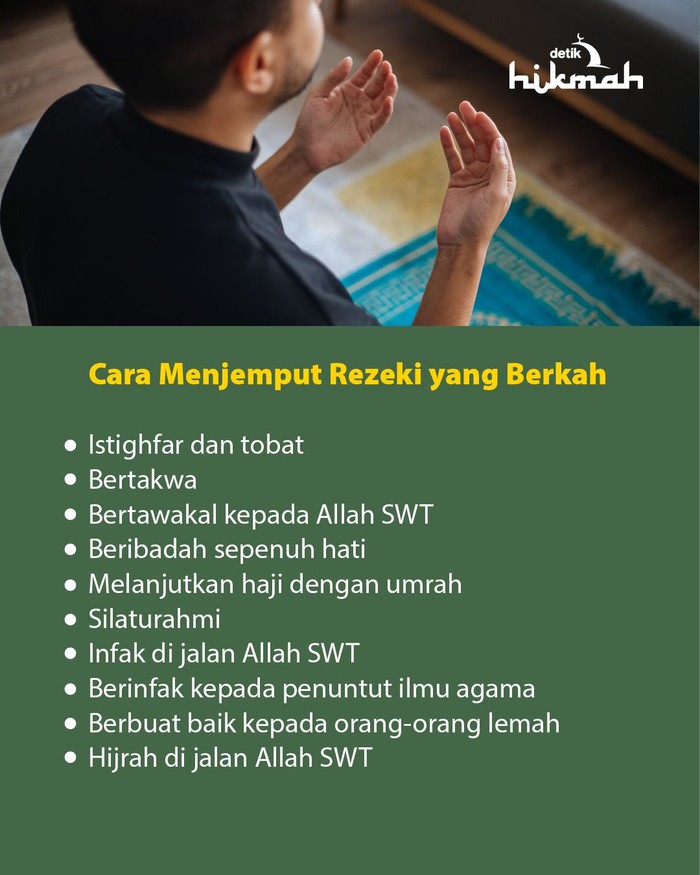 Infografis 8 pintu rezeki yang disebutkan dalam Al-Quran.