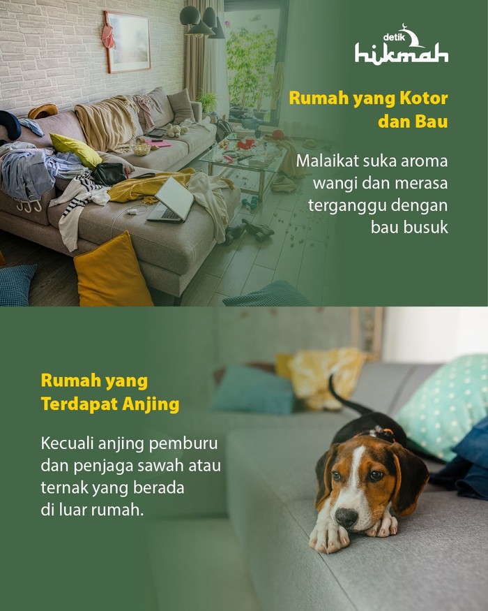 Infografis ciri-ciri rumah yang dijauhi malaikat.