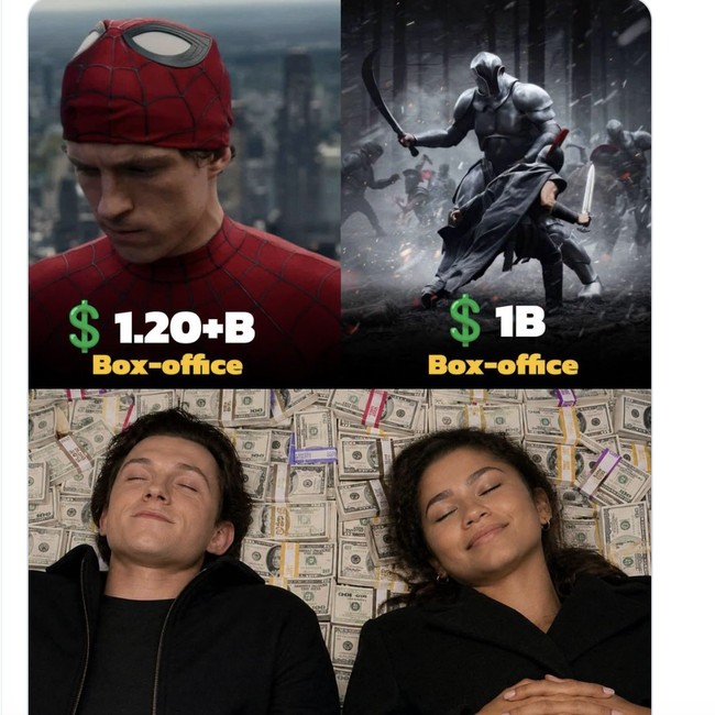 Meme Tom Holland dan Zendaya Mandi Uang, Film Laris Manis
