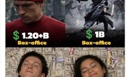 Meme Tom Holland dan Zendaya Mandi Uang, Film Laris Manis
