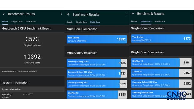 Hasil test benchmark dari Samsung Galaxy Z Fold8. (CNBC Indonesia/Kartini Bohang)