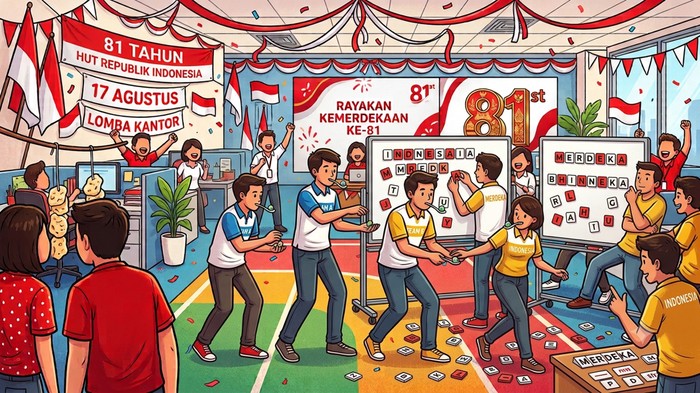 Ilustrasi Lomba 17 Agustus di Kantor