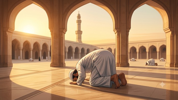 Ilustrasi sholat Rebo Wekasan.