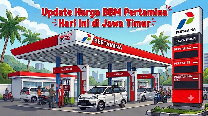 Ilustrasi update harga BBM Pertamina hari ini di Jawa Timur.