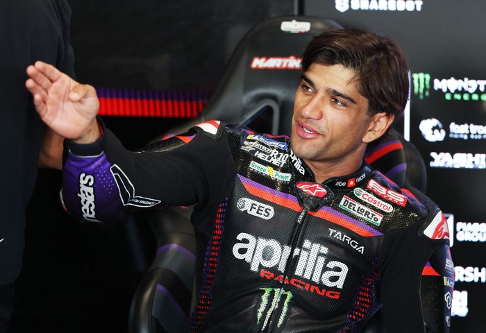 MotoGP - British Grand Prix - Silverstone Circuit, Silverstone, Britain - August 9, 2026 Aprilia Racings Jorge Martin ahead of the race REUTERS/Paul Childs