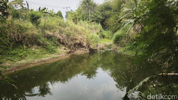 Kondisi Sungai Babon di Plamongansari, Pedurungan, Kota Semarang diduga tercemar limbah lagi, Senin (10/8/2026).