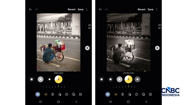 Proses editing foto dari Samsung Galaxy Z Fold8. (CNBC Indonesia/Kartini Bohang)