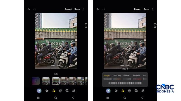 Proses editing foto dari Samsung Galaxy Z Fold8. (CNBC Indonesia/Kartini Bohang)