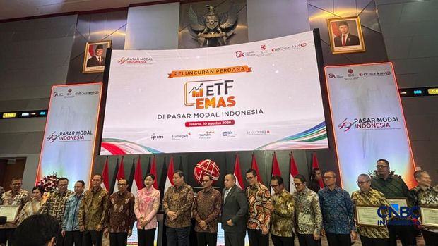 Seremoni HUT ke-49 Diaktifkannya Kembali Psar Modal RI, di Bursa Efek Indonesia, Senin, (10/8/2026). (CNBC Indonesia/Mentari Puspadini)