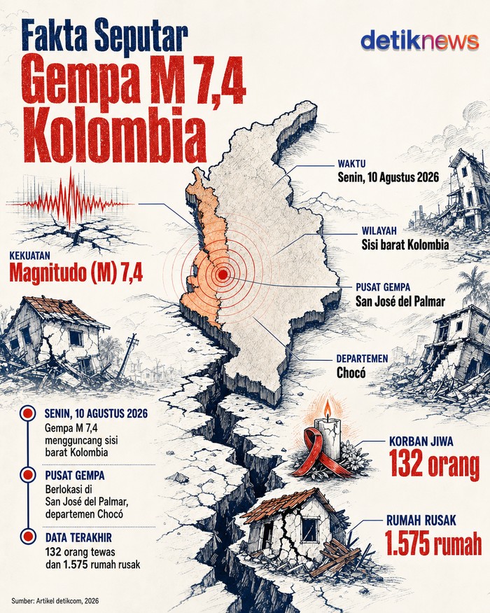Fakta seputar gempa Kolombia (detikInfog/infografis ini diolah dengan bantuan AI)