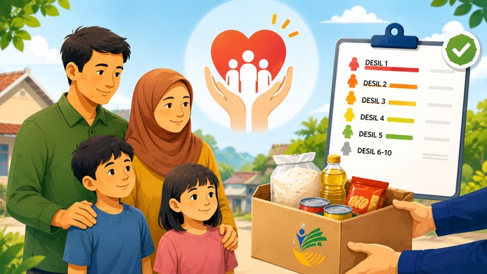 Ilustrasi status desil untuk penerima bansos Kemensos.