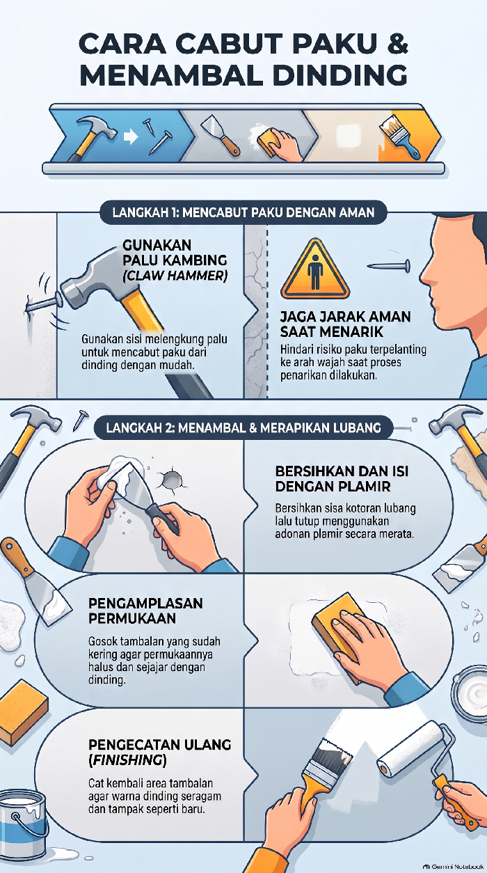Infografis cara cabut paku di dinding