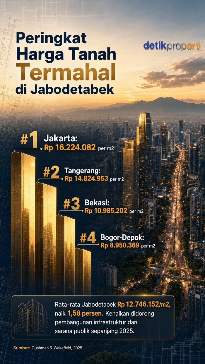 Infografis: Peringkat Harga Tanahg Termahal di Jabodetabek