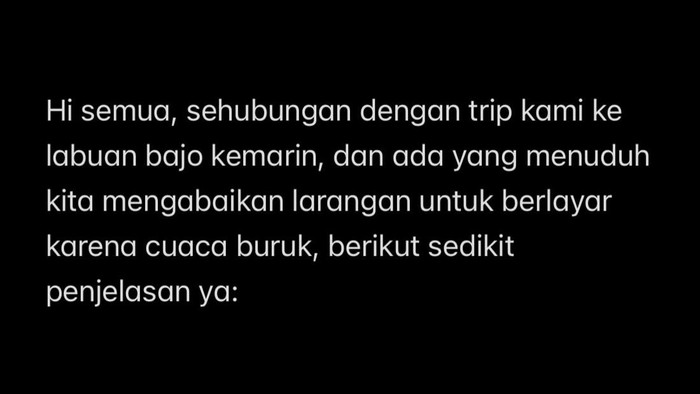 jessica mila klarifikasi soal pelayaran ke Pulau Padar
