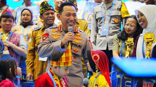 Kapolri Jenderal Listyo Sigit Prabowo dalam acara malam puncak penganugerahan Apresiasi Kreasi Polri untuk Masyarakat. Agenda digelar di The Tribrata, Jakarta Selatan, Selasa (11/8/2026) malam. (dok. ist)