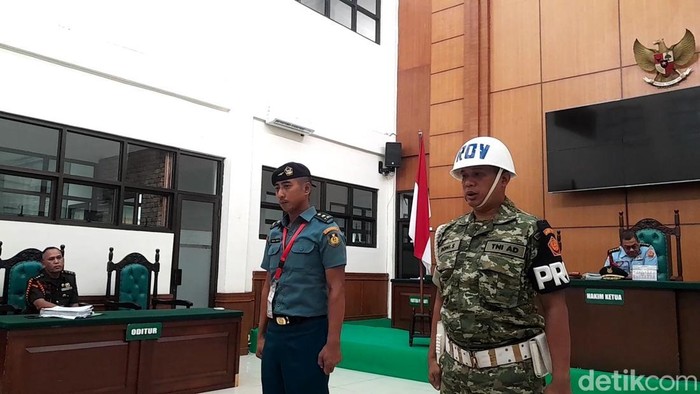 Terdakwa Mayor Laut Faisal Mulia menjalani sidang di Pengadilan Militer Tinggi I Medan.