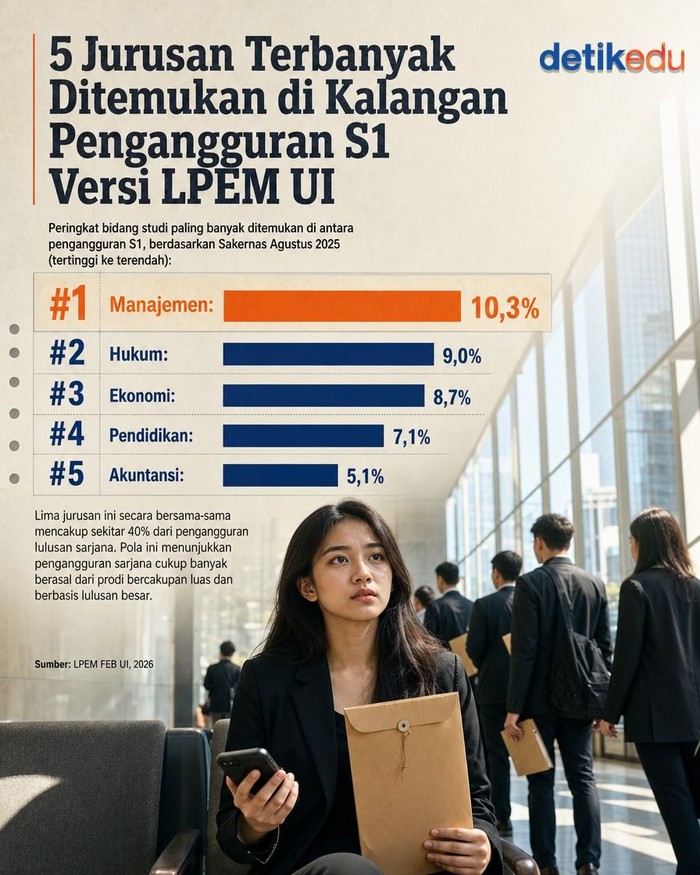 5 Jurusan Terbanyak Ditemukan di Kalangan Penganggur S1