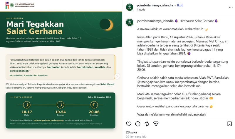 ajakan salat kusuf PCIM Britania Raya & Irlandia ajakan salat kusuf PCIM Britania Raya & Irlandia