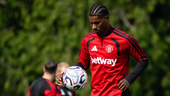 DUBLIN, IRELAND - AUGUST 10: (EXCLUSIVE COVERAGE) Marcus Rashford of Manchester United in action during a first team training session at Carton Hotel on August 10, 2026 in Dublin, Ireland. (Photo by Ash Donelon/Manchester United via Getty Images)