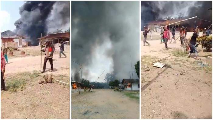 Tangkap layar video warga di Lampung Tengah merusak dan membakar kantor perusahaan perkebunan