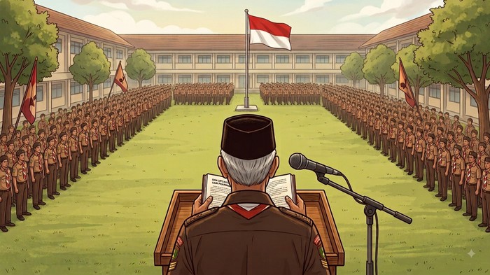 Ilustrasi Pembacaan Doa Upacara Hari Pramuka