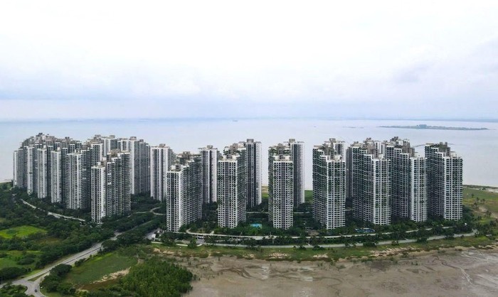 Forest City dirancang menjadi rumah bagi hampir satu juta orang, namun hanya segelintir penghuni yang bermukim di sini. (AFP)

