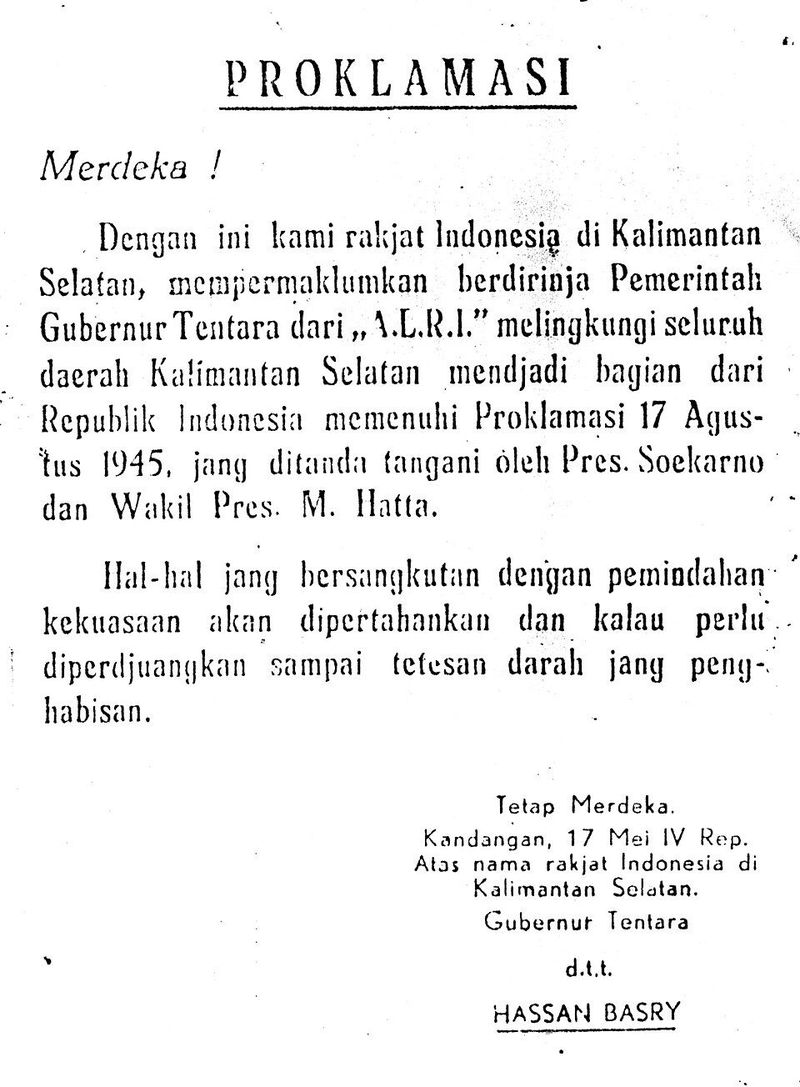 Teks Proklamasi 17 Mei 1949 Teks Proklamasi 17 Mei 1949