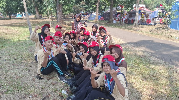 Kontingen Sumbar di Jambore Nasional 2026 yang digelar di Bumi Perkemahan dan Graha Wisata (Buperta) Cibubur, Jakarta Timur.
