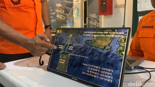 Laporan operasi SAR ke selatan Pulau Bali lewat jalur udara, Jumat (14/8/2026).