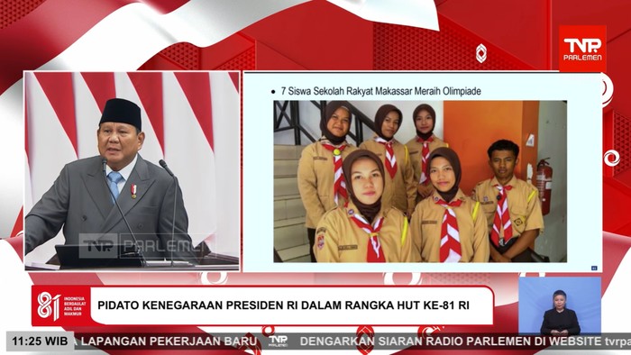 Murid Sekolah Rakyat Makassar dipamerkan Prabowo Subianto di Sidang Tahunan MPR RI.