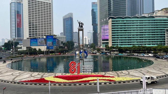 Kawasan Bundaran Hotel Indonesia jelang HUT ke-81 RI. (Rumondang-detikcom)