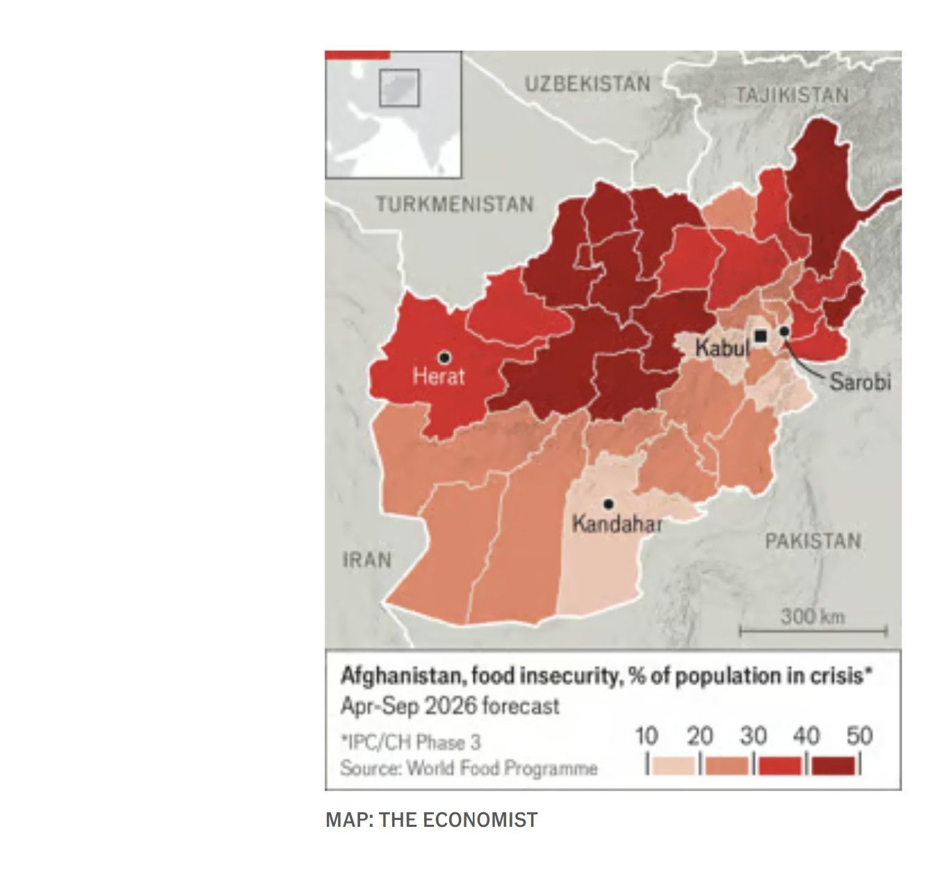 Peta kekurangan pangan di Afghanistan Peta kekurangan pangan di Afghanistan