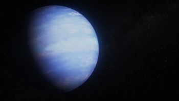 WASP-107 b, Planet Selembut Marshmallow. WASP-107 b merupakan eksoplanet tipe warm Neptune dengan kepadatan yang sangat rendah. Volumenya lebih dari tiga perempat Jupiter, tetapi massanya kurang dari sepersepuluh Jupiter. Karena sangat mengembang, bagian dalam planet ini pernah dianalogikan seperti marshmallow panggang. Data dari teleskop Webb dan Hubble kemudian membantu astronom mempelajari gas-gas di atmosfernya dan kemungkinan sumber panas internal yang membuat planet ini begitu mengembang.  Foto: NASA