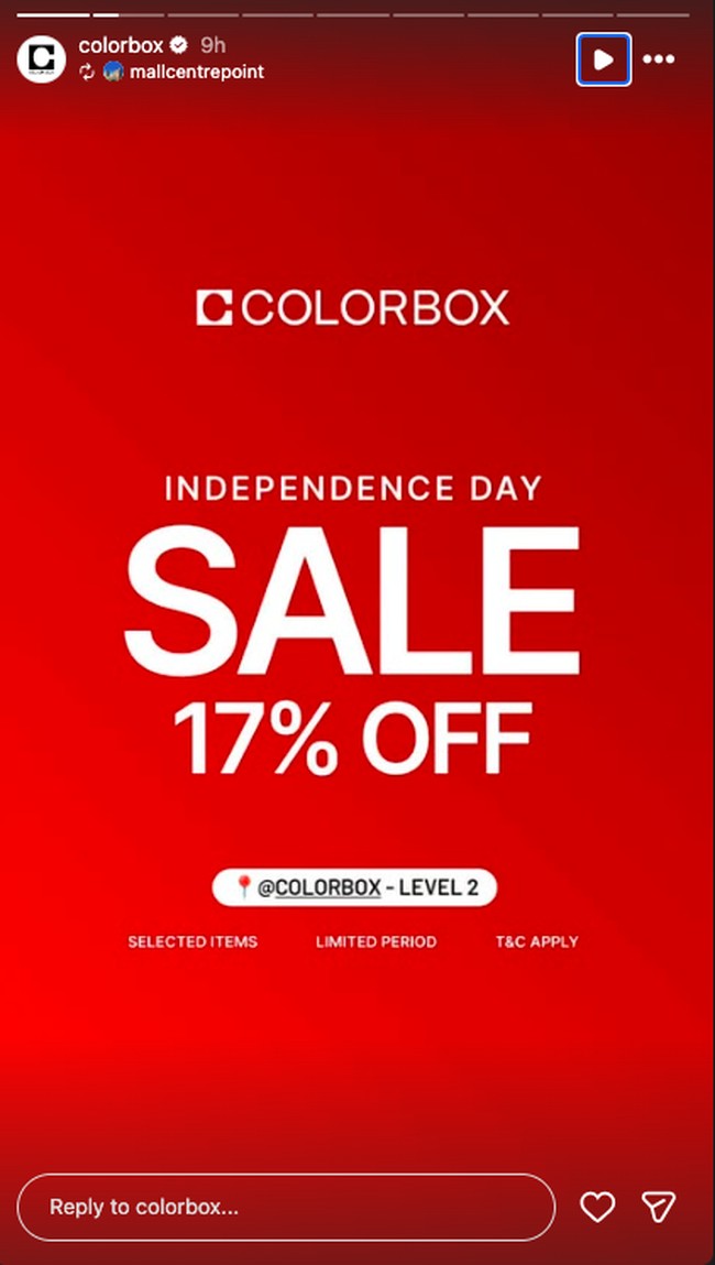 Colorbox menawarkan pakaian kasual yang cocok dipakai hang out dengan sale 17% off untuk merayakan Hari Kemerdekaan. Foto: Instagram