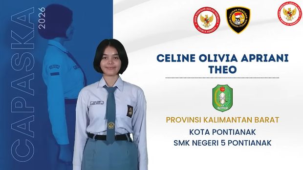 Celine Olivia Apriani Theo dari Kalbar ditunjuk sebagai pembawa baki dalam penaikan bendera Upacara Peringatan Detik-detik Proklamasi, 17 Agustus 2026 di Istana Merdeka. (dok YouTube BPIP)